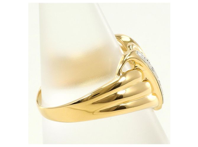 Autre Marque Bague anneau en platine PT900 et or jaune 18K sertie de diamants Doré - vue 2