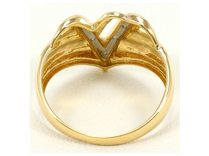 Autre Marque Bague anneau en platine PT900 et or jaune 18K sertie de diamants Doré - vue 3