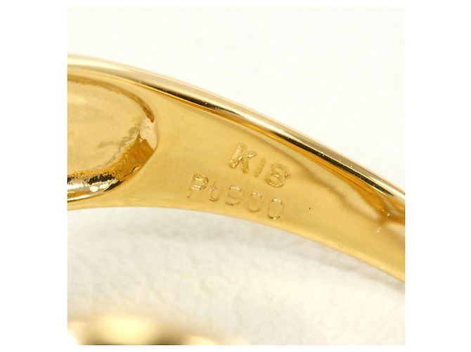 Autre Marque Bague anneau en platine PT900 et or jaune 18K sertie de diamants Doré - vue 4