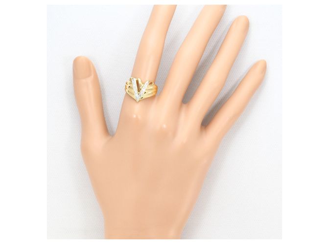 Autre Marque Bague anneau en platine PT900 et or jaune 18K sertie de diamants Doré - vue 6