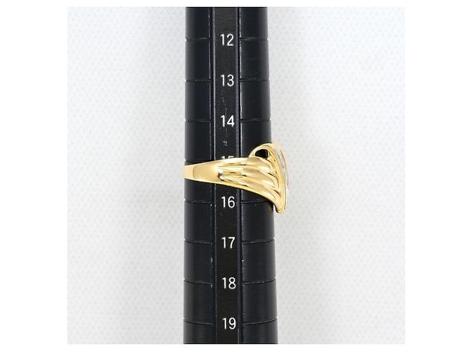 Autre Marque Bague anneau en platine PT900 et or jaune 18K sertie de diamants Doré - vue 7