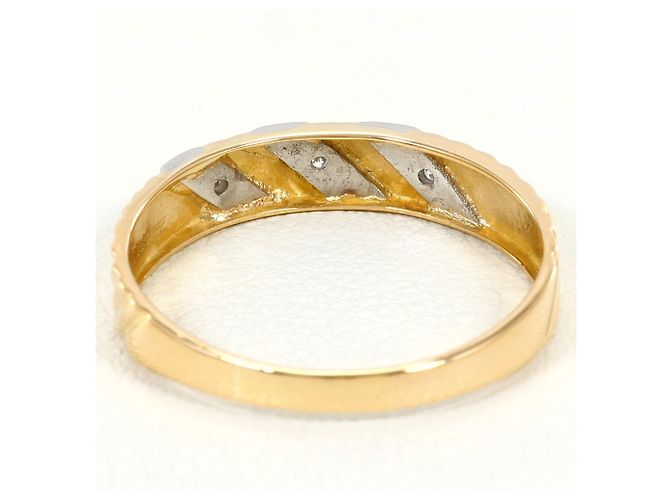 Autre Marque 18K Gelbgold- und Platin 900 Bandring mit Diamant Golden - Ansicht 3