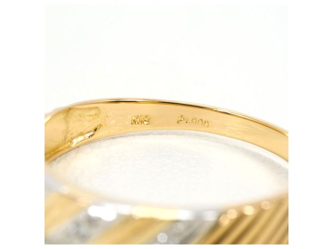 Autre Marque 18K Gelbgold- und Platin 900 Bandring mit Diamant Golden - Ansicht 4