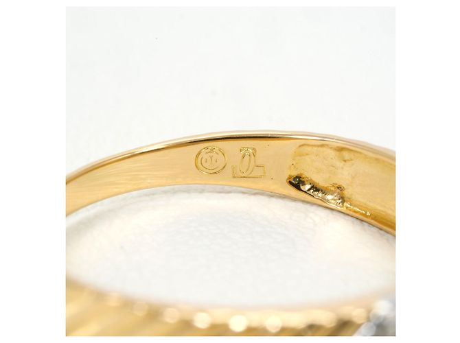 Autre Marque 18K Gelbgold- und Platin 900 Bandring mit Diamant Golden - Ansicht 5