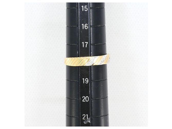 Autre Marque 18K Gelbgold- und Platin 900 Bandring mit Diamant Golden - Ansicht 7