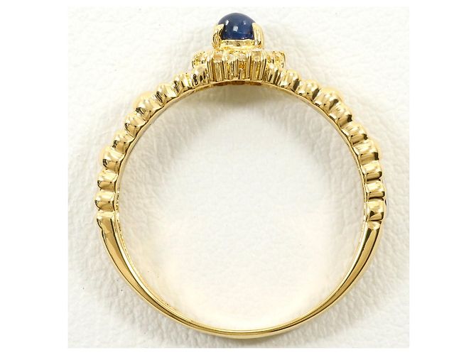 Autre Marque 18K Gelbgold- und Platinring mit Saphir und Diamant Golden - Ansicht 2