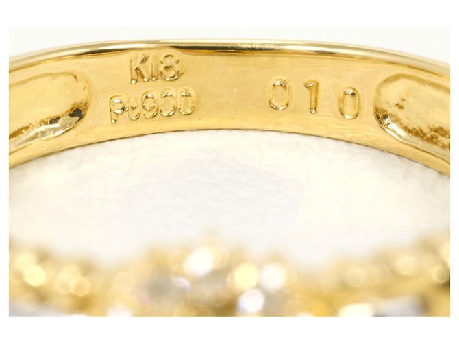 Autre Marque 18K Gelbgold- und Platinring mit Saphir und Diamant Golden - Ansicht 4