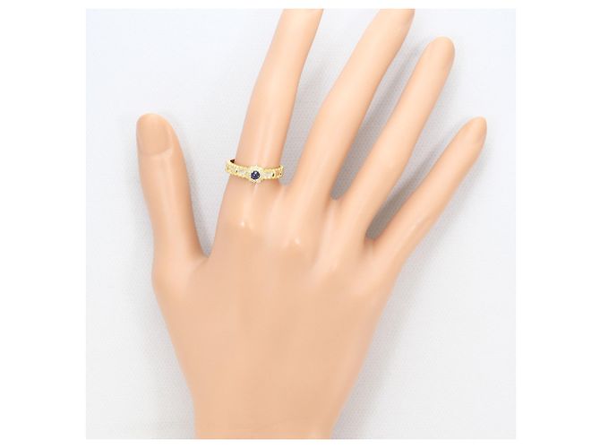 Autre Marque 18K Gelbgold- und Platinring mit Saphir und Diamant Golden - Ansicht 5
