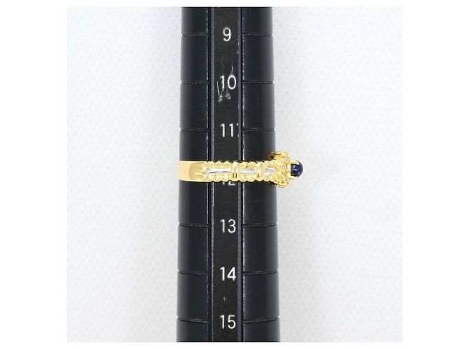 Autre Marque 18K Gelbgold- und Platinring mit Saphir und Diamant Golden - Ansicht 6