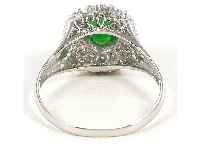 Autre Marque Platinring mit Jade und Diamant - Ansicht 3