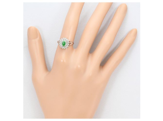 Autre Marque Platinring mit Jade und Diamant - Ansicht 6
