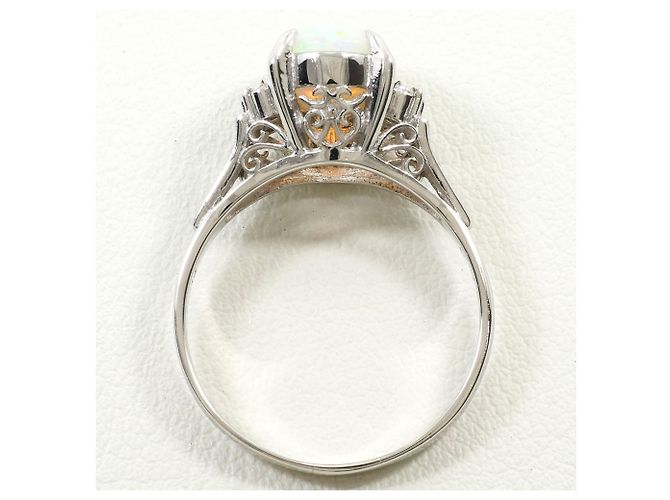 Autre Marque Platin 900 Ring mit Opal und Diamant - Ansicht 3