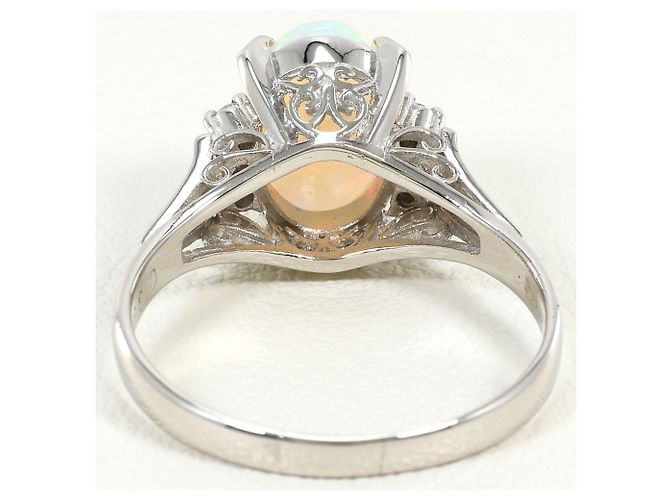 Autre Marque Platin 900 Ring mit Opal und Diamant - Ansicht 4