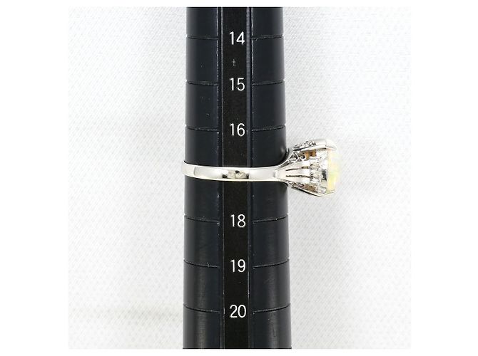 Autre Marque Platin 900 Ring mit Opal und Diamant - Ansicht 8