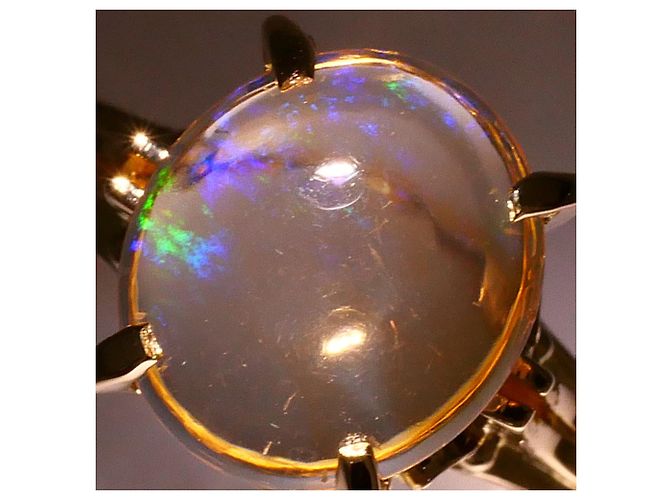 Autre Marque 18K Gelbgold-Ring mit Opal Golden - Ansicht 2