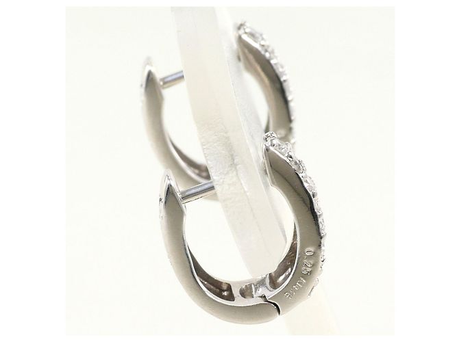 Autre Marque Orecchini a cerchio in oro bianco 14K con diamanti D'oro - vista 2