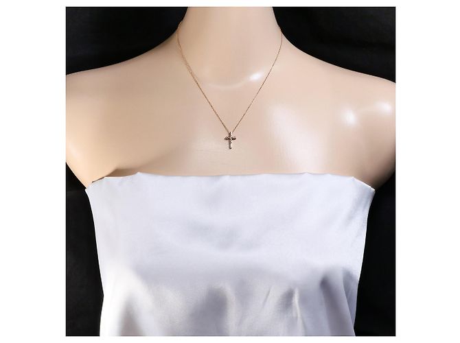 Autre Marque Colar de ouro rosa 10K com diamante Dourado - vista 5