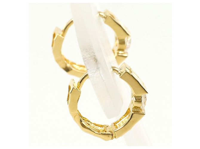 Autre Marque Orecchini a cerchio in oro giallo 18K con zircone cubico D'oro - vista 2