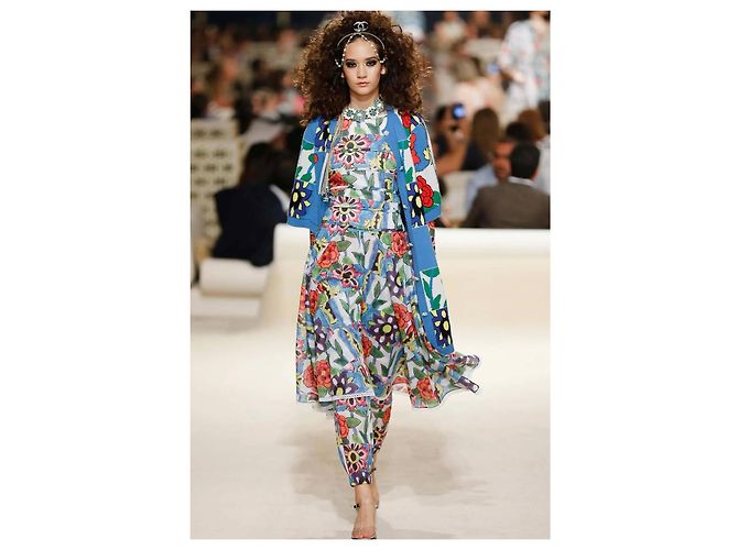 Chanel Blusa 15C Dubai Caleidoscópica FR 40 Rosa Blanco Azul Multicolor Verde Amarillo - vista 2