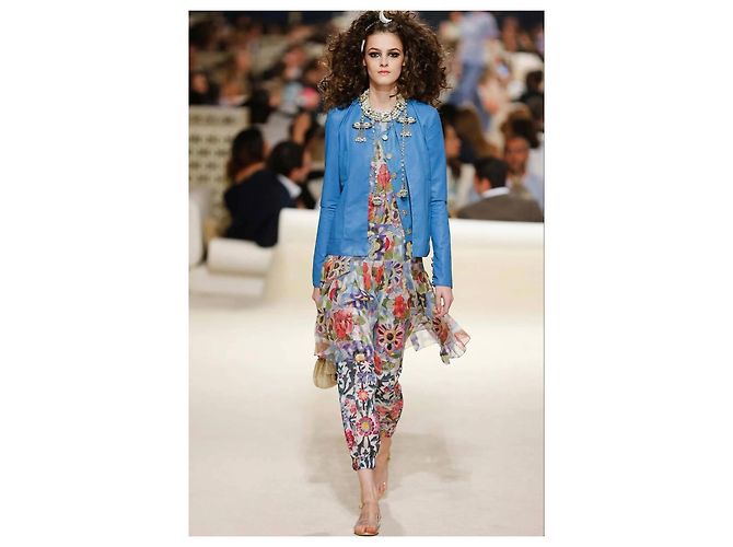 Chanel Blusa 15C Dubai Caleidoscópica FR 40 Rosa Blanco Azul Multicolor Verde Amarillo - vista 7