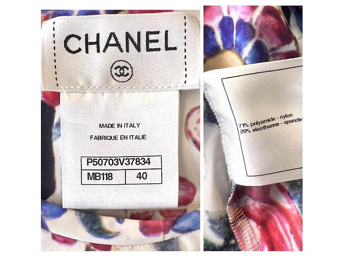 Chanel Blusa 15C Dubai Caleidoscópica FR 40 Rosa Blanco Azul Multicolor Verde Amarillo - vista 8