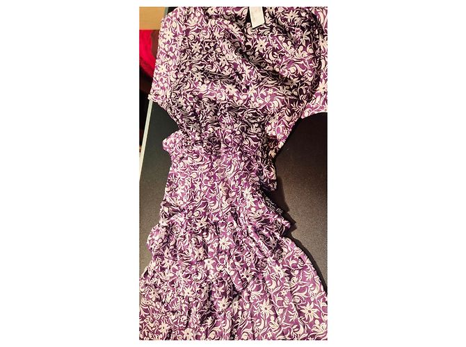 Maje Majorelle Maxikleid mit Volants - Violett Mehrfarben Lila - Ansicht 10