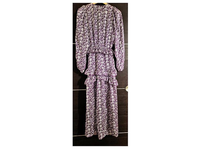 Maje Majorelle Maxikleid mit Volants - Violett Mehrfarben Lila - Ansicht 2