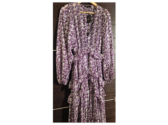 Maje Majorelle Maxikleid mit Volants - Violett Mehrfarben Lila - Ansicht 3