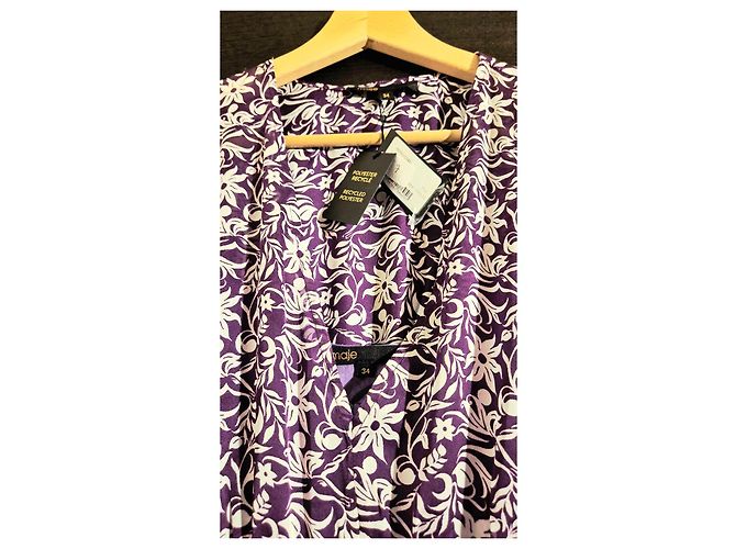 Maje Majorelle Maxikleid mit Volants - Violett Mehrfarben Lila - Ansicht 4