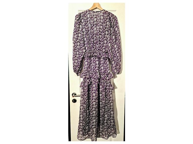 Maje Majorelle Maxikleid mit Volants - Violett Mehrfarben Lila - Ansicht 5