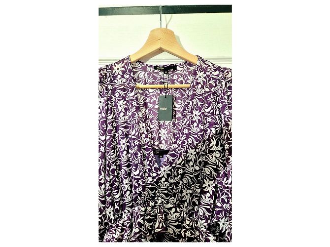 Maje Majorelle Maxikleid mit Volants - Violett Mehrfarben Lila - Ansicht 6