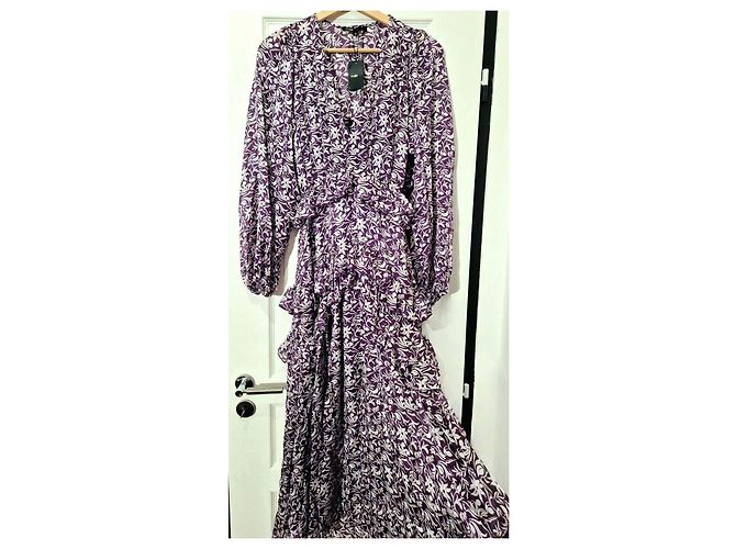 Maje Majorelle Maxikleid mit Volants - Violett Mehrfarben Lila - Ansicht 7