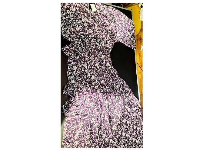Maje Majorelle Maxikleid mit Volants - Violett Mehrfarben Lila - Ansicht 9