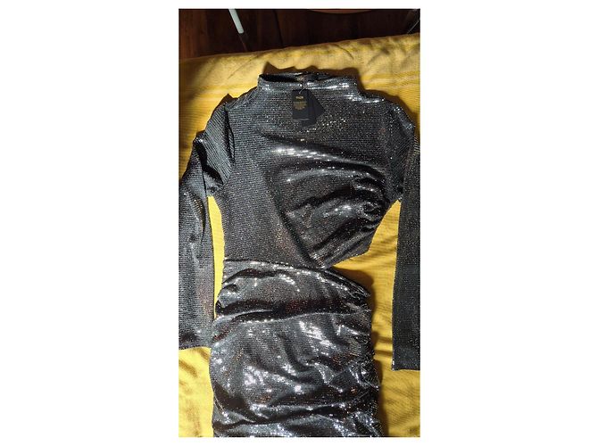 Maje Abito nero con paillettes e cut-out - vista 3