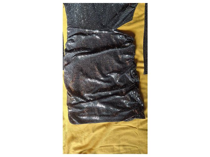 Maje Abito nero con paillettes e cut-out - vista 4