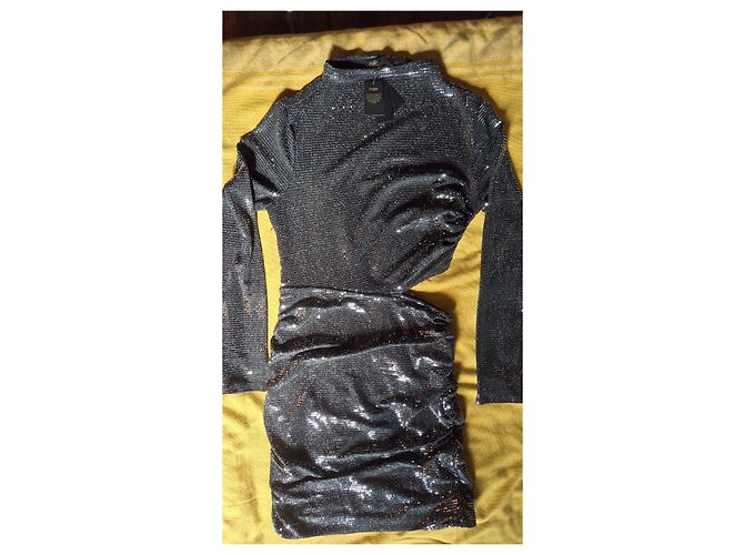 Maje Abito nero con paillettes e cut-out - vista 6