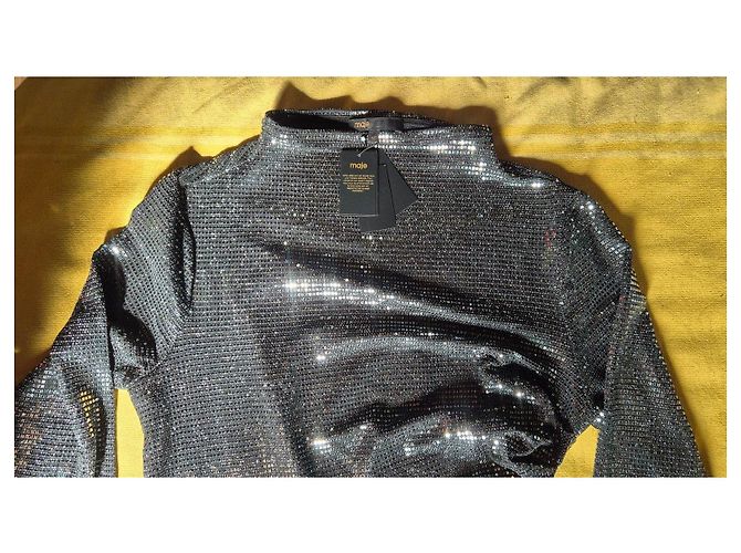 Maje Abito nero con paillettes e cut-out - vista 7