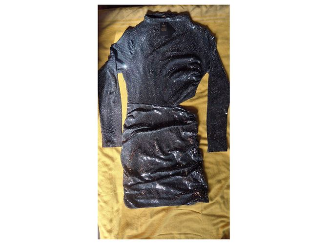Maje Abito nero con paillettes e cut-out - vista 8