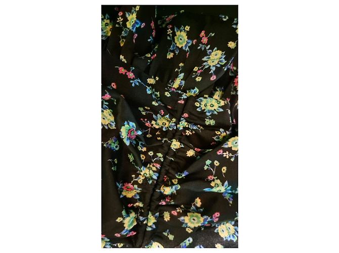 Sandro schwarzes Kleid mit Blumenmuster und Raffung Mehrfarben - Ansicht 8