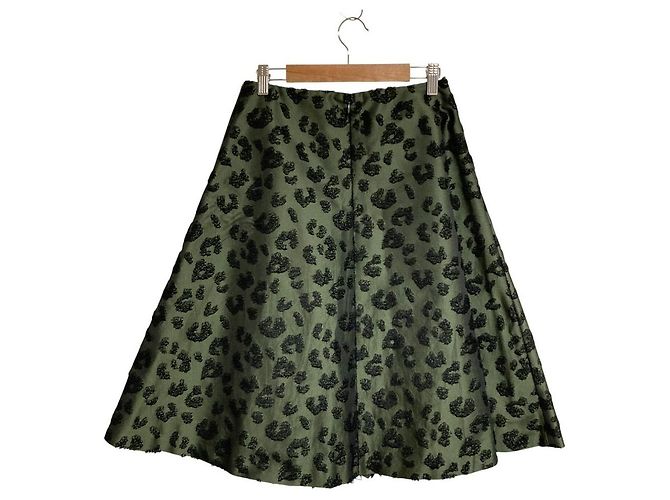 Autre Marque Falda plisada asimétrica en jacquard TARO HORIUCHI Negro Verde Caqui - vista 2