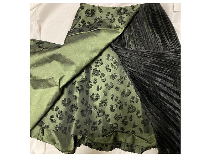Autre Marque Falda plisada asimétrica en jacquard TARO HORIUCHI Negro Verde Caqui - vista 3