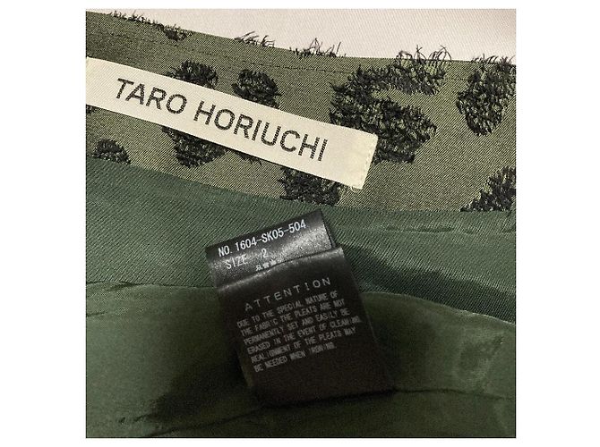 Autre Marque Falda plisada asimétrica en jacquard TARO HORIUCHI Negro Verde Caqui - vista 6