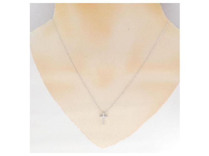 Autre Marque Collana Croce Diamante Au750 Argento - vista 6