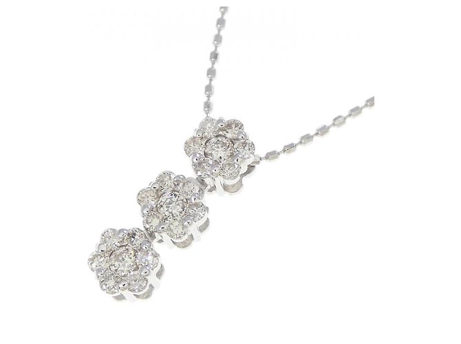 Autre Marque Collana a fiore con diamanti in oro bianco Au750 Argento - vista 3