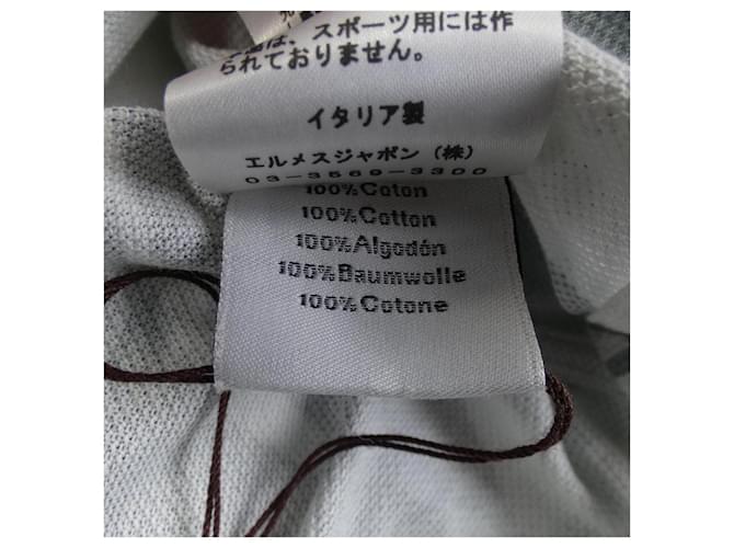 Hermès Camiseta de algodón Hermes Castaño Blanco Verde - vista 3
