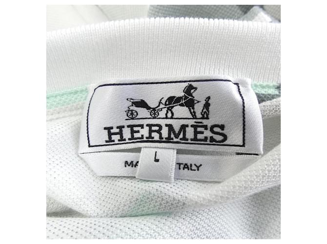Hermès Camiseta de algodón Hermes Castaño Blanco Verde - vista 4
