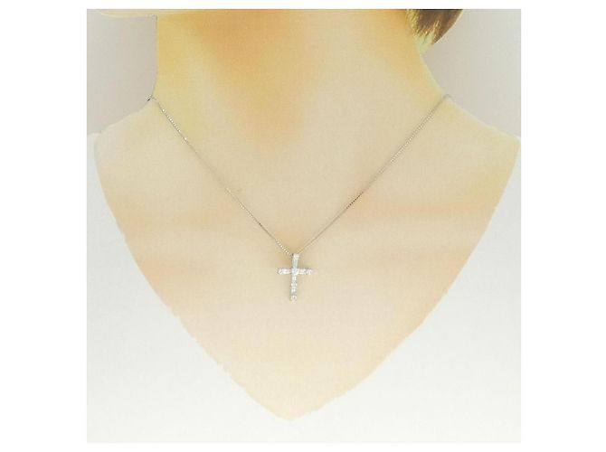Autre Marque Collana con Diamanti Pt900/Pt850 Argento - vista 6