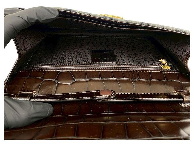 Céline Borsa a tracolla in lana e pelle Celine Marrone Grigio - vista 10