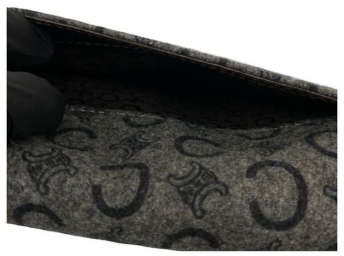 Céline Borsa a tracolla in lana e pelle Celine Marrone Grigio - vista 11