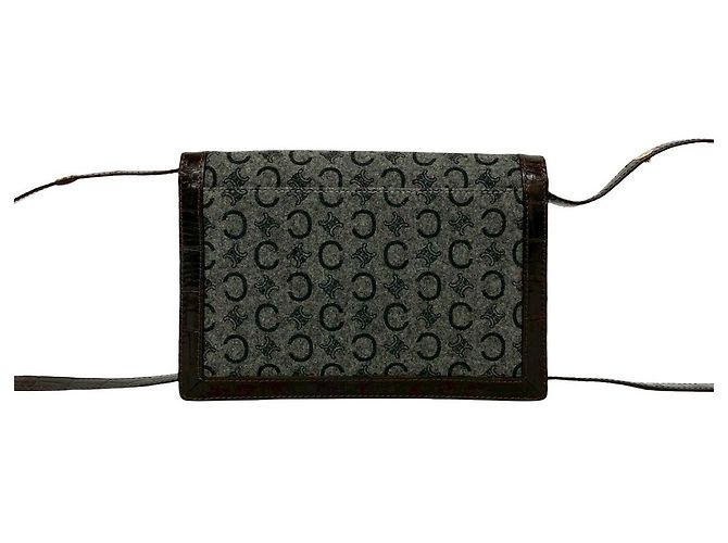 Céline Borsa a tracolla in lana e pelle Celine Marrone Grigio - vista 4